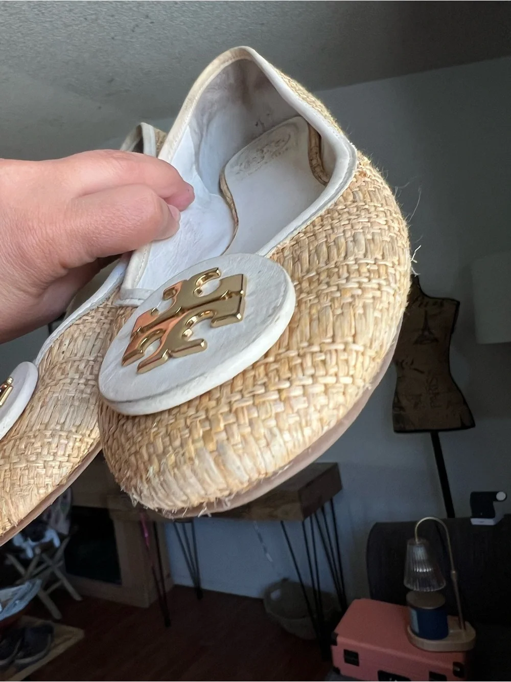 Tory Burch Reva Raffia Straw Ballet Flat Size 7M